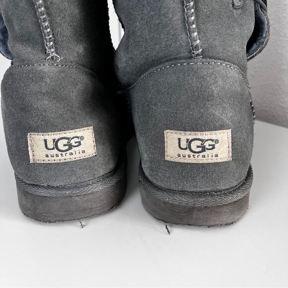 UGG Bailey Button Triplet II grey suede shearling boot size 9 - Picture 7 of 16
